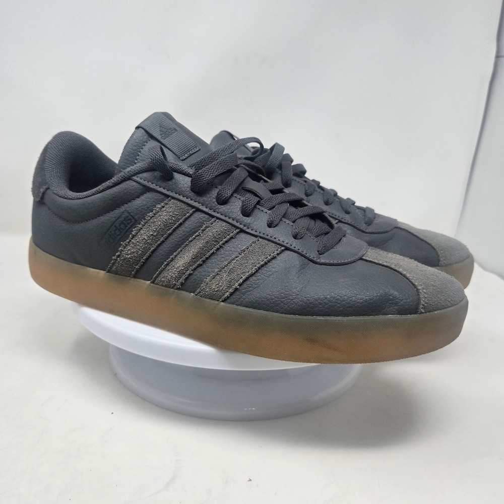 Adidas VL Court 3.0 Low Dark Grey Suede Leather Gum Sole Mens Sneakers ID9087 12
